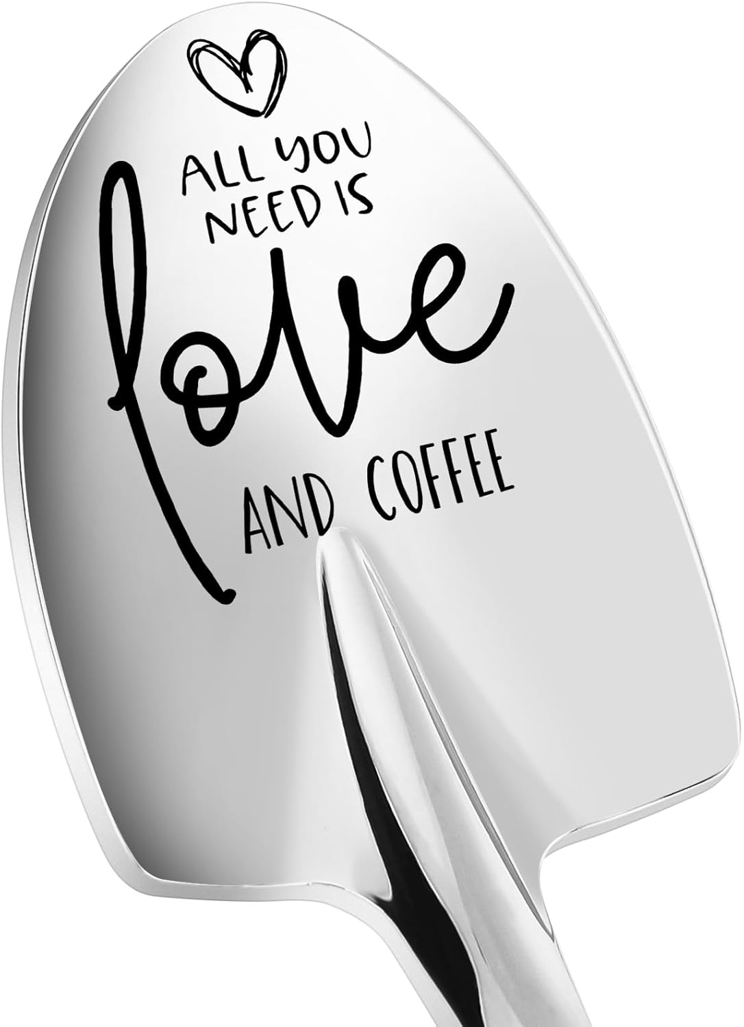 Love And Coffee Spoon for Couple, Birthday Valentines Day Gifts for Boyfriend Husband Him Wife Girlfriend Romantic Gifts Ice Cream Shovel Engraved Spoon