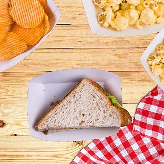 Angel's Peel Lounge Paper Food Trays — Red Check Disposable Paperboard Tray for Fries, Hot Dog, Nachos, and Snacks, Stackable Grease-Resistant Serving Basket for Picnics or Events, 0.5lb, 100-PACK