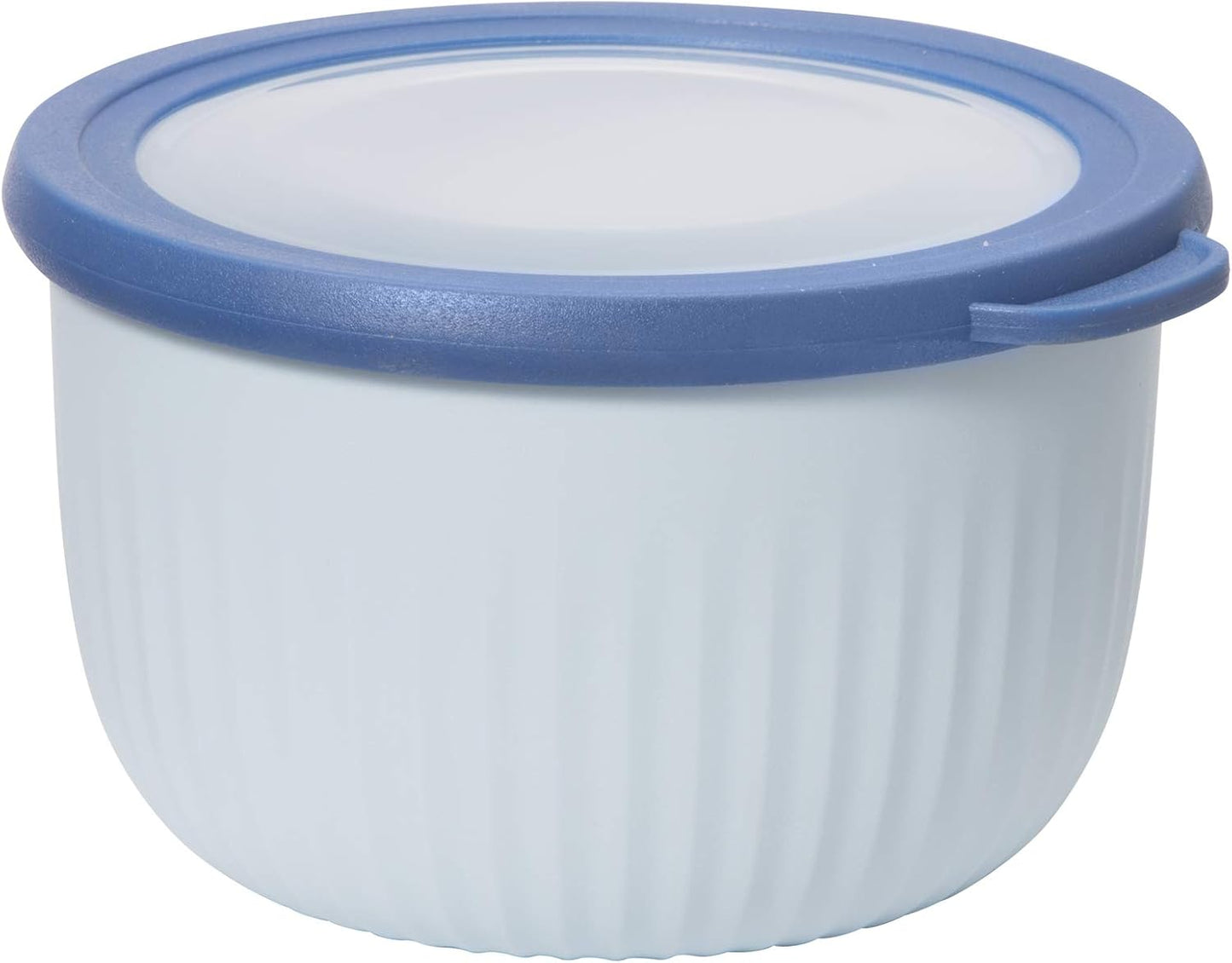 Oggi Prep, Store & Serve Plastic Bowl w/See-Thru Lid- Dishwasher, Microwave & Freezer Safe, (1.4 qt) Blue w/Dk Blue Lid