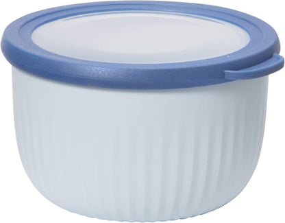 Oggi Prep, Store & Serve Plastic Bowl w/See-Thru Lid- Dishwasher, Microwave & Freezer Safe, (1.4 qt) Blue w/Dk Blue Lid