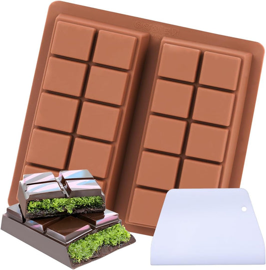 FUNBAKY Dubai Silicone Chocolate Bar Mold - 1-Inch Deep Cavities, Large Thick Candy Bar Mold, Ideal for Filling Pistachio Chocolate, Includes Scraper, 1 Pack