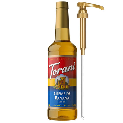 Torani Crème de Banana Syrup for Drinks & Desserts, Pump Included, 25.4 Fl Oz
