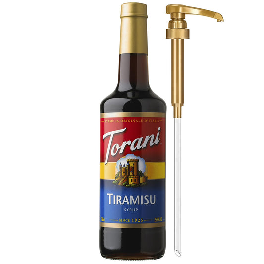 Torani Coffee Syrup, Tiramisu Flavoring for Drinks, Glass Bottle with Pump Included, 25.4 Fl Oz