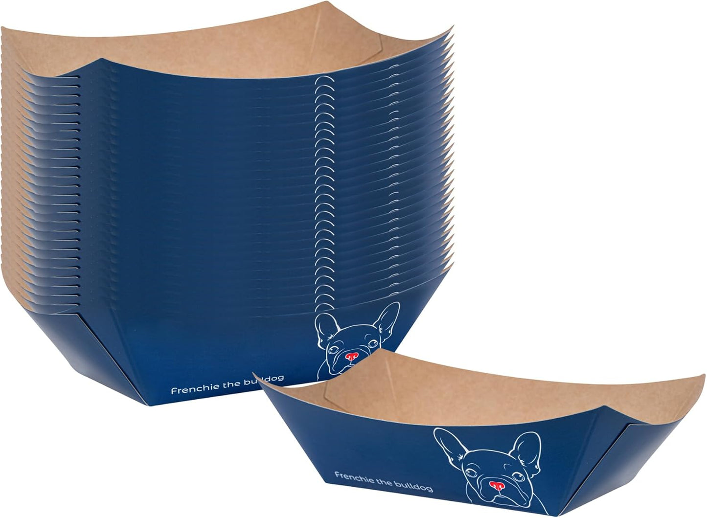 Restaurantware-Bio Tek 6 Ounce Boat Paper Boats, 50 Disposable #40 Food Trays - PE Lining, Durable, Black Paper Food Baskets, For Concession Stands, Picnics, or Fairs, Stackable