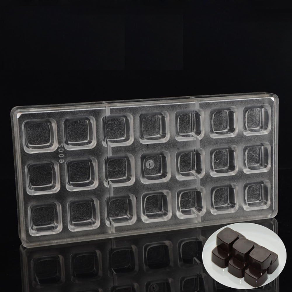 Grainrain square chocolate mold polycarbonate chocolate bar mould candy pastry tools clear hard plastic (19302)