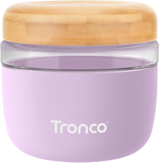 Tronco 24 oz Glass Container with Bamboo Lids, Food Storage Bowls for Soup, Stew & Overnight Oats, Meal Prep, Glass Lunch Bowl Container 100% Leak & Spill Proof, Airtight, BPA-Free- Ideal Gifts