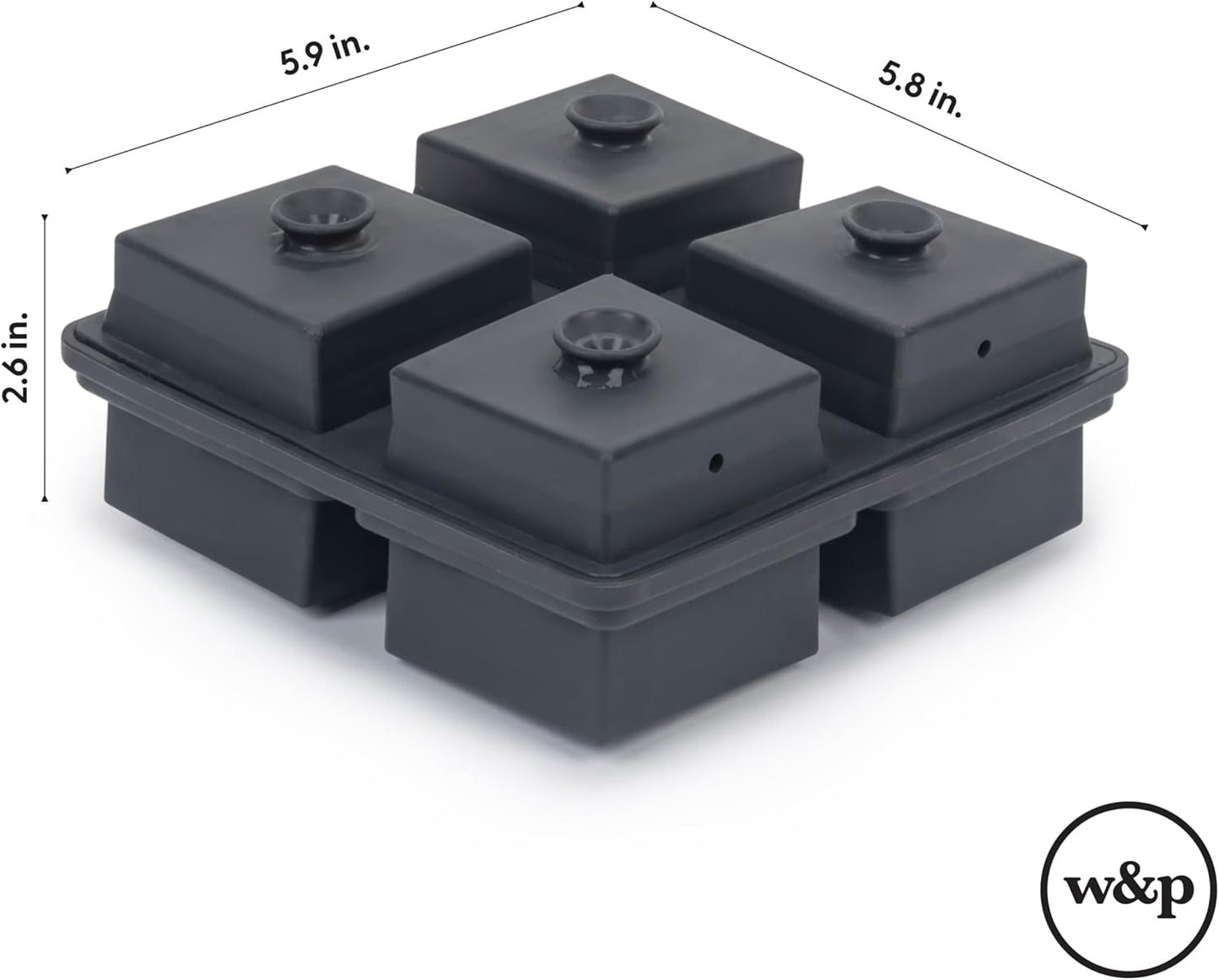 W&P Crystal Ice Tray, Perfect Etched Large Cubes, Slow Melting for Whiskey and Cocktails, Food Grade Premium Silicone, Dishwasher Safe, BPA Free