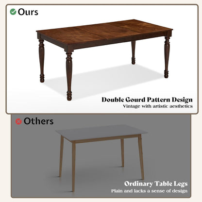 6-Piece Solid Wood Dining Table Set, 71" Farmhouse Kitchen Table with 4 Upholstered Chairs and Bench, Large Dining Room & Kitchen Furniture Set, Brown & Black