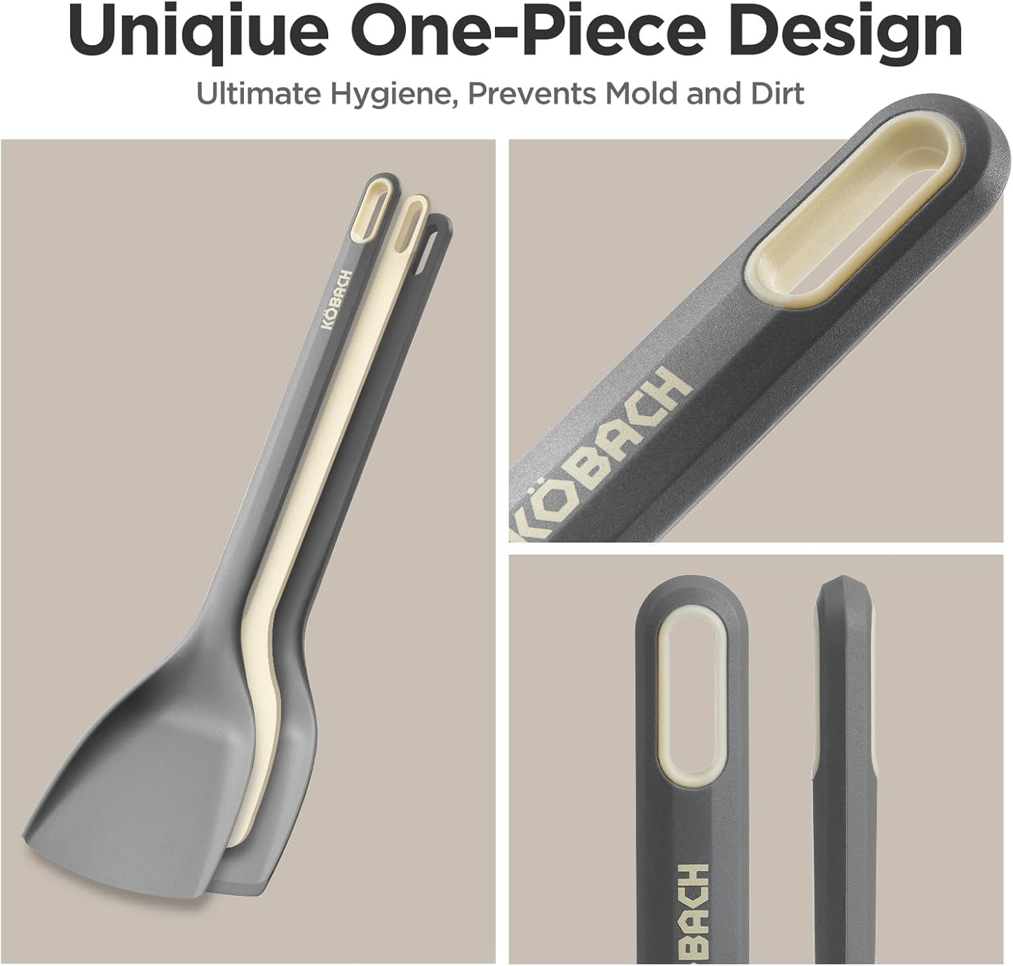 2 Pack Silicone Spatula, Heat Resistant 600°F Silicone Spatulas Set,Turner & Slotted Spatula for Non Stick Frying Pan, Food Grade Kitchen Utensils set for Flipping, Stir-Fry, Cooking & Baking