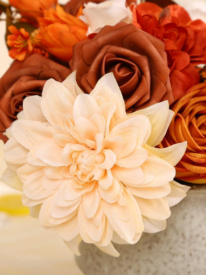 Artificial Flower Box Set Silk Flowers Rose Faux Flowers with Stems for DIY Bridal Wedding Bouquets Centerpieces Arrangements Table Decor Baby Shower Party Home Decor (Chic Terracotta Rust)