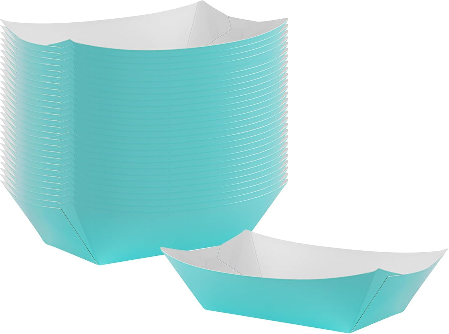 Bio Tek 1 Pound Food Boats, 200 Disposable Paper Food Trays - Heavy-Duty, Greaseproof, Turquoise Paper Food Boats, For Snacks, Appetizers, Or Treats, Use At Parties Or Carnivals - Restaurantware