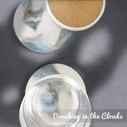 UMIRRO Absorbent Coasters for Drinks with Holder | Ceramic Stone Cup Coasters for Coffee Table | Modern Decorative Mat in Ocean Blue and Grey | Set of 6