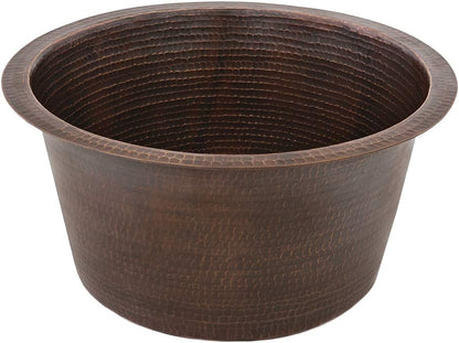 Premier Copper Products BR17DB 17-Inch Round Hammered Copper Prep Bar Sink