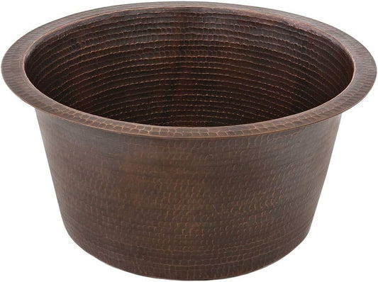 Premier Copper Products BR17DB 17-Inch Round Hammered Copper Prep Bar Sink