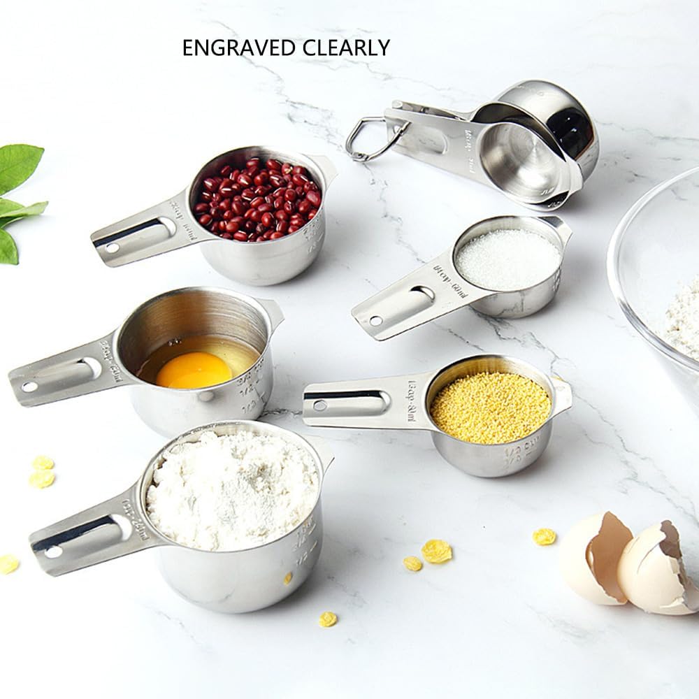 Measuring Cups and Spoons Set Heavy Duty 304 Metal Stainless Steel Measuring Cup Spoon Kitchen Gadgets for Cooking Baking (Set of 15)