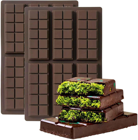 2Pcs Non Stick Chocolate Mold, Food Grade Silicone Chocolate Block Mold, Suitable For Dubai Chocolate Bars, Pistachios, Candies