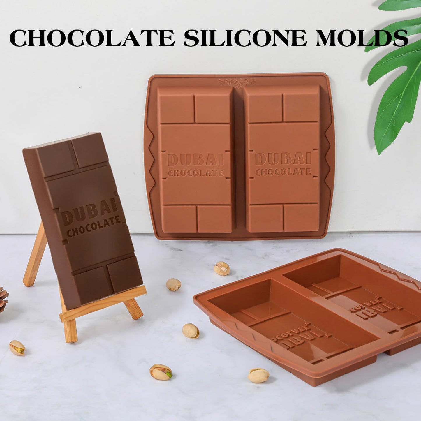 1 Inch Chocolate Bar Mold Deep Dubai Stuffed Chocolate Molds Silicone Large Break Apart Candy Molds (2 Pcs)