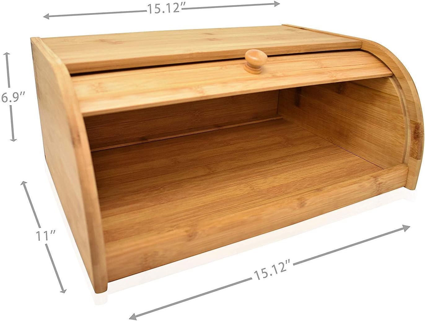 RoyalHouse Natural Bamboo Roll Top Bread Box Kitchen for Countertop Food Storage, Large, NO ASSEMBLY REQUIRED