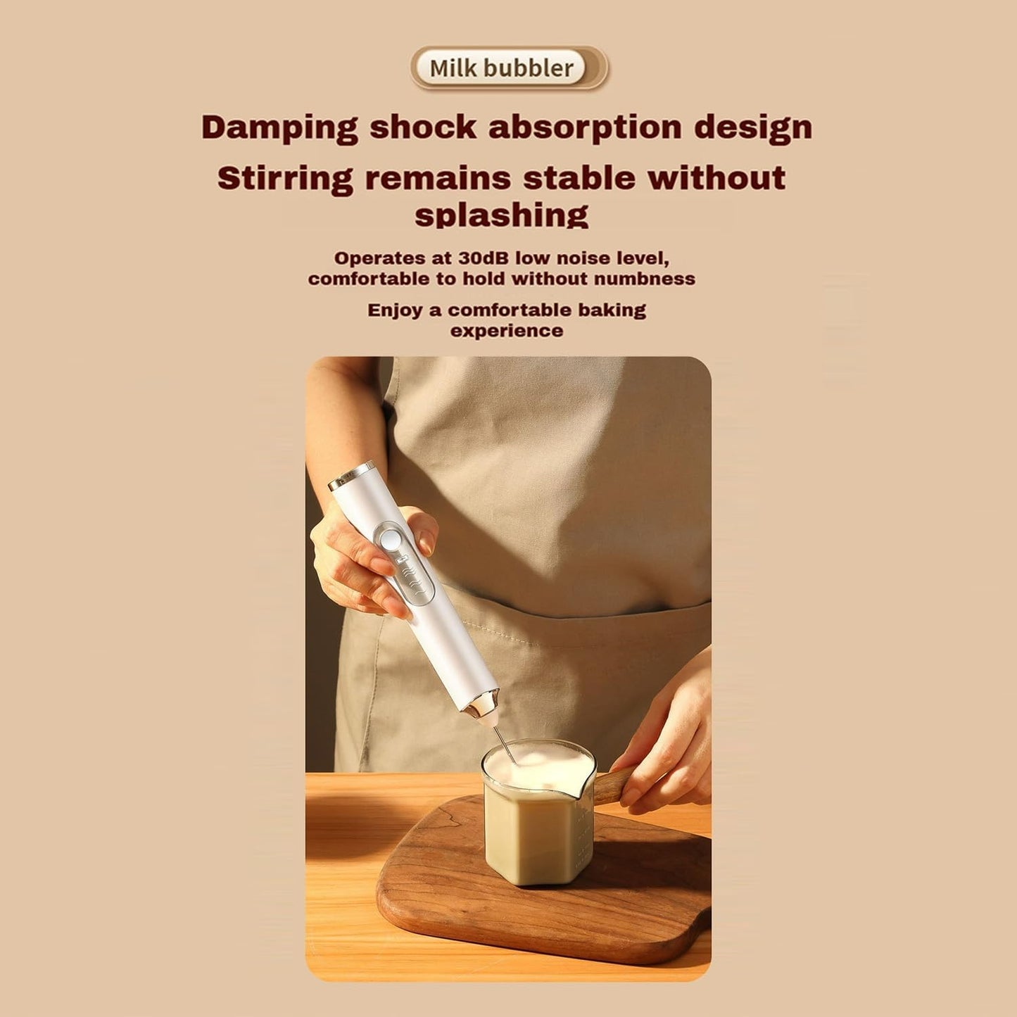 YooHooPo rechargeable milk frother handheld - 3-speed wireless electric whisk for coffee,milk & cream,usb charging