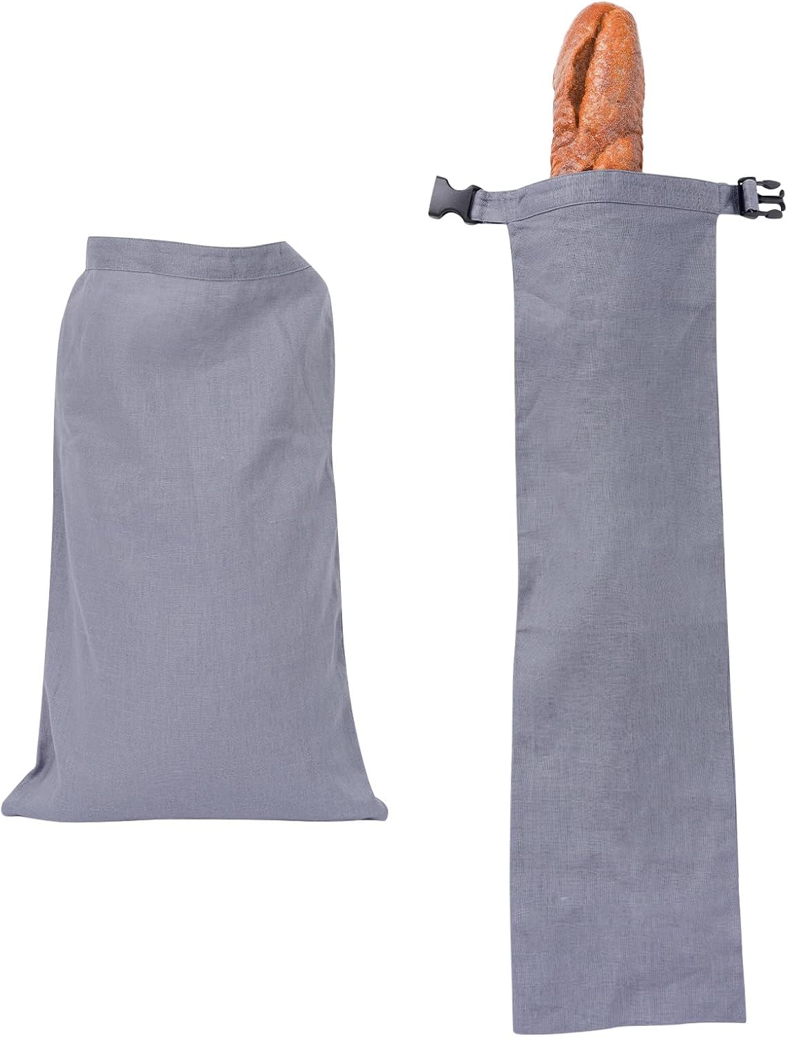 2 Pack 100% Linen Bread Bags for Homemade Bread Sourdough 13 x 19.6 Inch Reusable Bread Storage Bag 7.8 x 28.7 Inch for large Baguette (Gray)