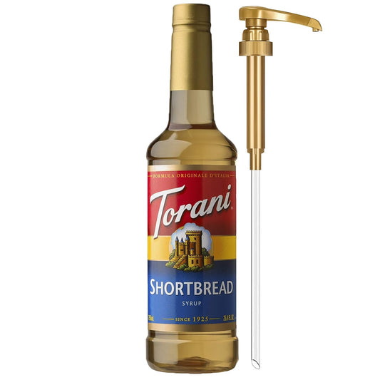 Torani Coffee Syrup, Shortbread Flavored Syrup for Drinks, Pump Included, 25.4 Fl Oz
