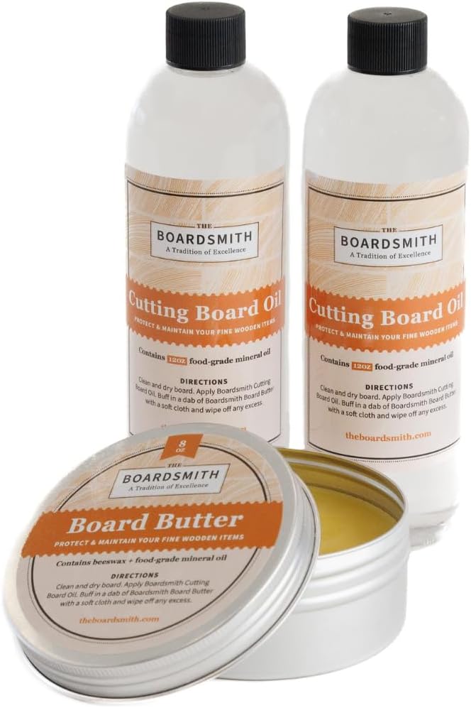 The Boardsmith Cutting Board Oil and Board Butter Set - Premium Cutting Board Wax and Food Grade Mineral Oil Cutting Board Kit - Butcher Block Conditioner (Extra-Large)