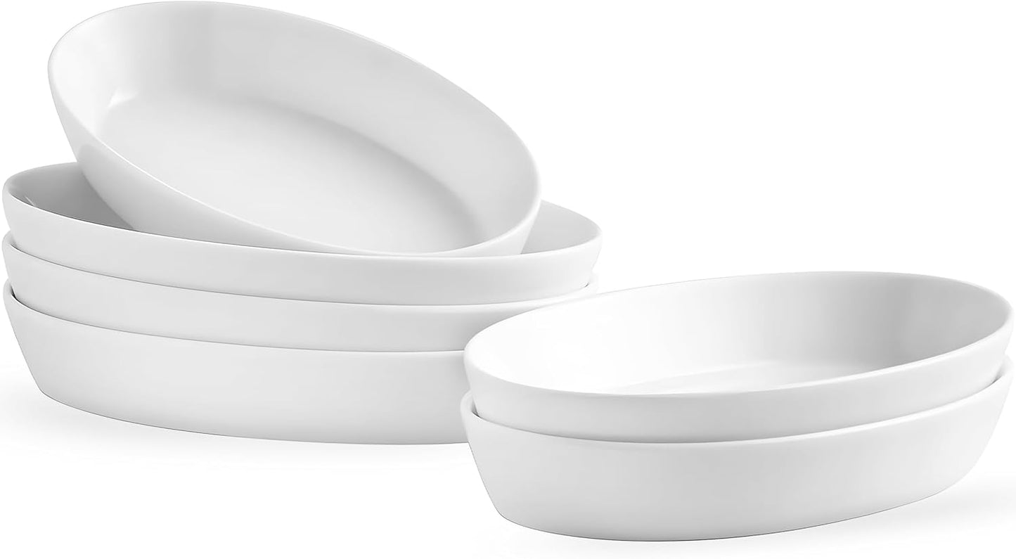 UIBFCWN Au Gratin Baking Dishes, 7.5''x4.5'' Ceramic Oval Baking Dish for Single Serving, Individual Casserole Dishes Oven Safe, Au Gratin Pans for Lasagna & Cobblers, 11.5oz, Set of 6