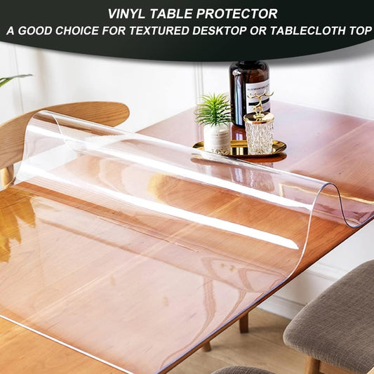 Waterproof Plastic Rectangular PVC Table Pad Clear Table Protector Non-slip PVC Desk Cover Protector Vinyl Desk Table Pad for Coffee Table Writing Desk Dining Table Buffet Party Table 24x56" Non-slip