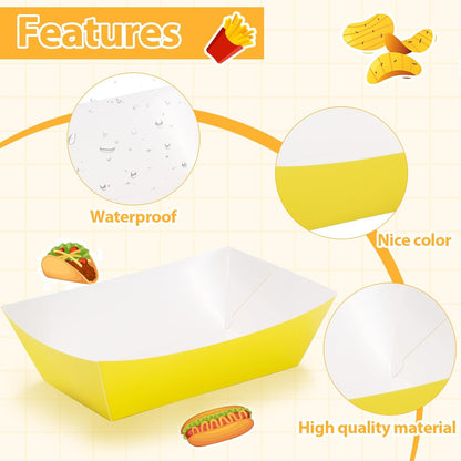 120 Pack Colorful Paper Food Tray Boats, 2LB Disposable Paper Nacho Trays, Grease Resistant Hot Dog Trays, Colored Food Boats Serving Boat Tray for Nacho Hot Dog Fries BBQ Taco