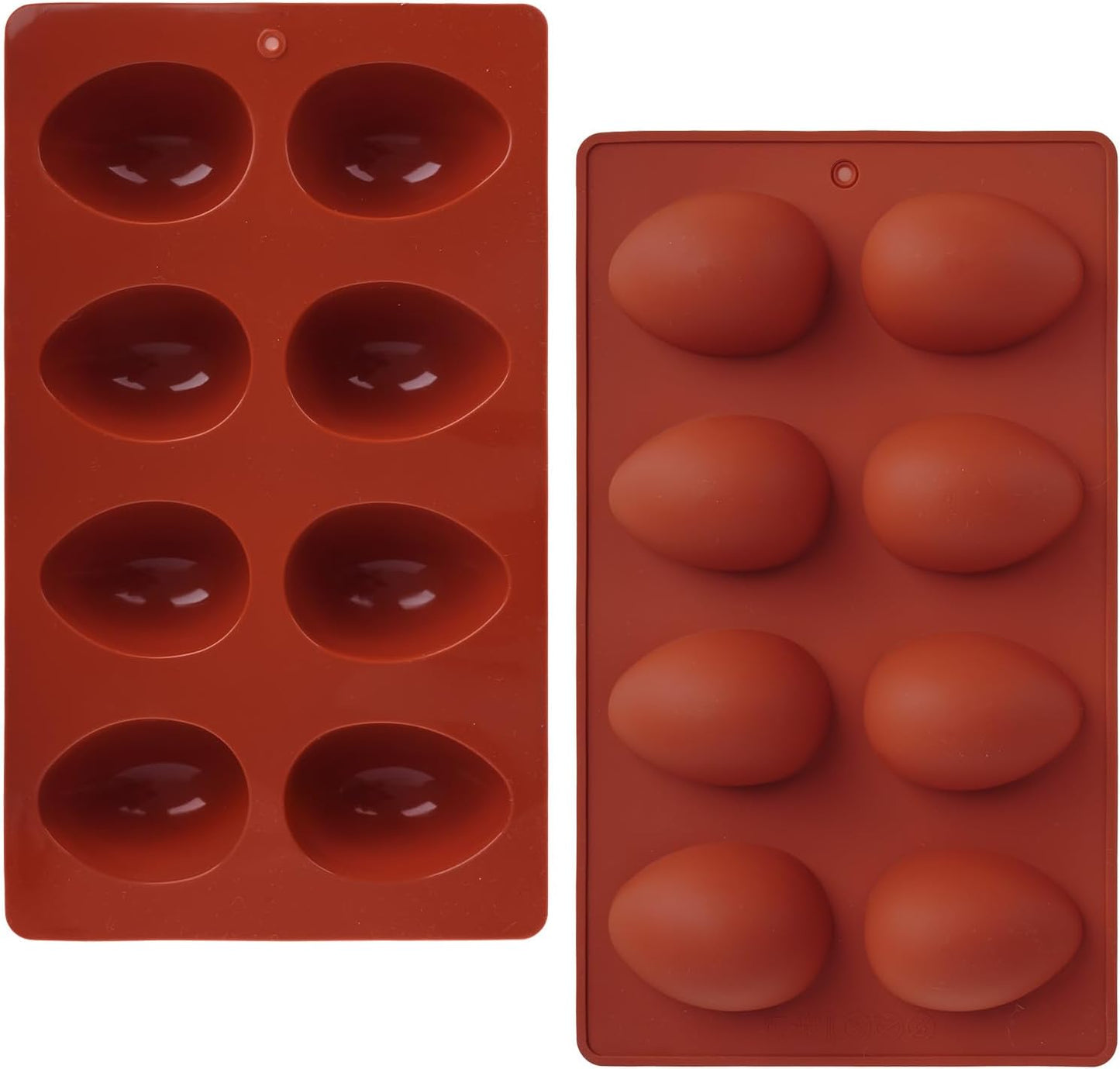 2Pcs 8-Cavity Silicone Easter Egg Molds, Egg Shaped Cake Pop Mold, Baking Supplies for Making Chocolate Jello Candy