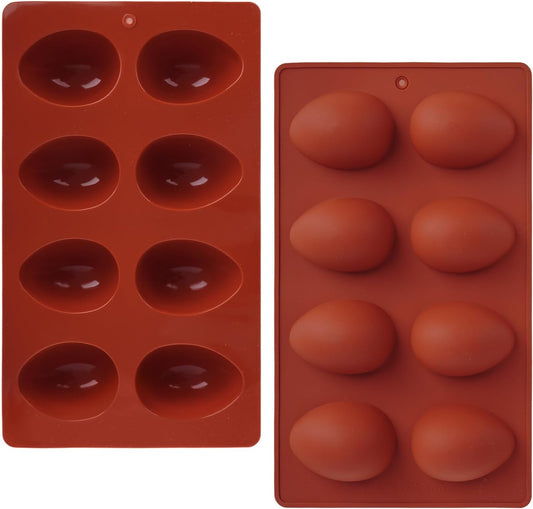 2Pcs 8-Cavity Silicone Easter Egg Molds, Egg Shaped Cake Pop Mold, Baking Supplies for Making Chocolate Jello Candy