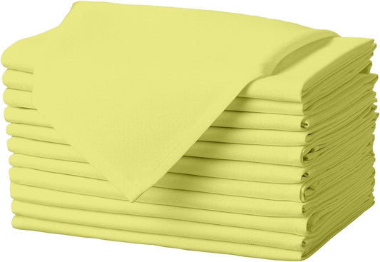 Gee Di Moda Cloth Napkins - 17 x 17 Inch Yellow Dinner Napkins - Set of 12 Soft & Absorbent Washable Fabric Cloth Table Napkins with Hemmed Edges for Hotel Restaurant, Holiday Parties & Wedding