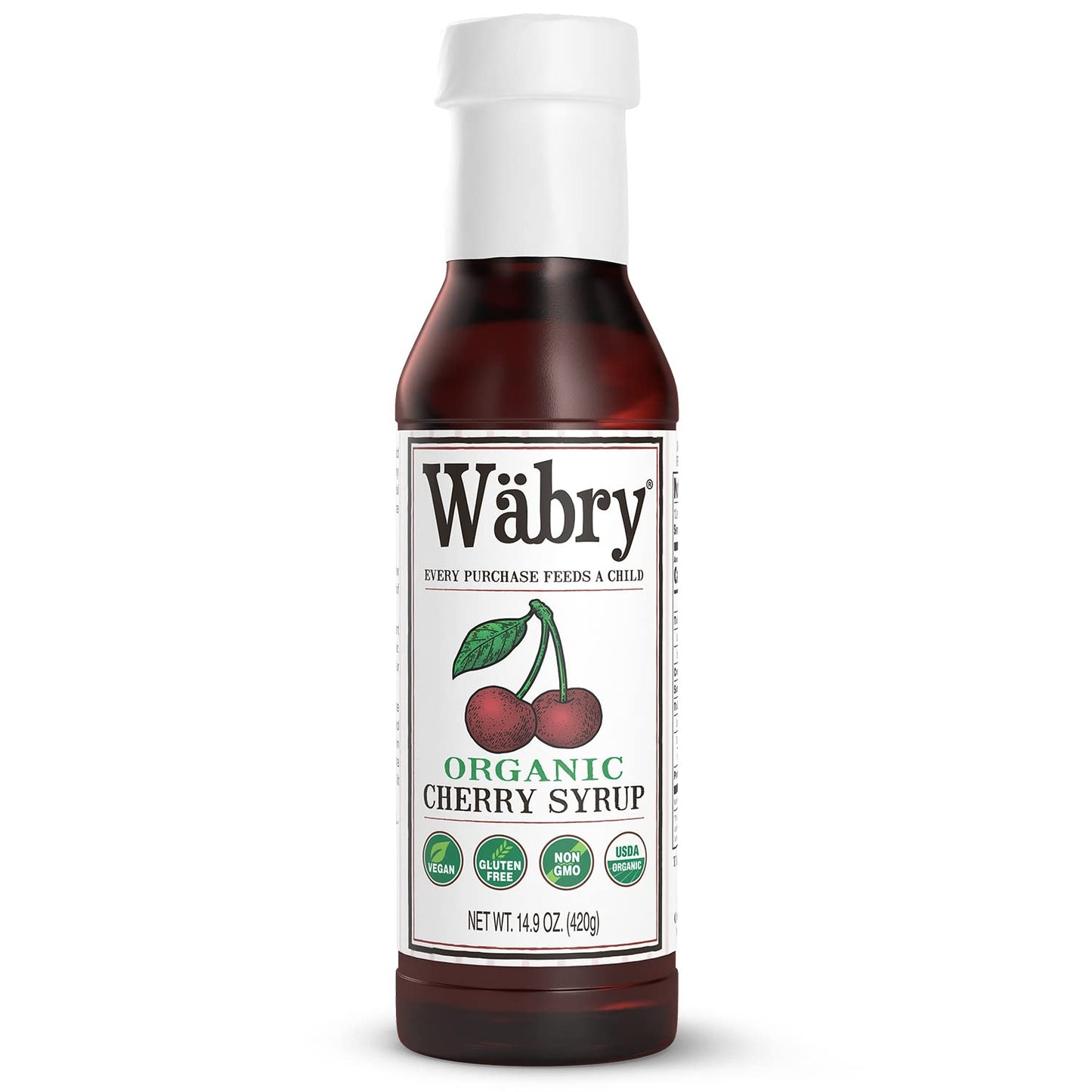 Wäbry Organic Cherry Syrup – 14.9oz (420g), Natural Fruit Syrups for Drinks, Coffee, Shaved Ice and Ice cream, Vegan, Non-GMO, Gluten-Free Snow Cone Syrup – BPA-Free Plastic Bottle