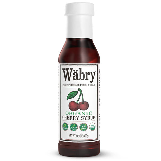 Wäbry Organic Cherry Syrup – 14.9oz (420g), Natural Fruit Syrups for Drinks, Coffee, Shaved Ice and Ice cream, Vegan, Non-GMO, Gluten-Free Snow Cone Syrup – BPA-Free Plastic Bottle