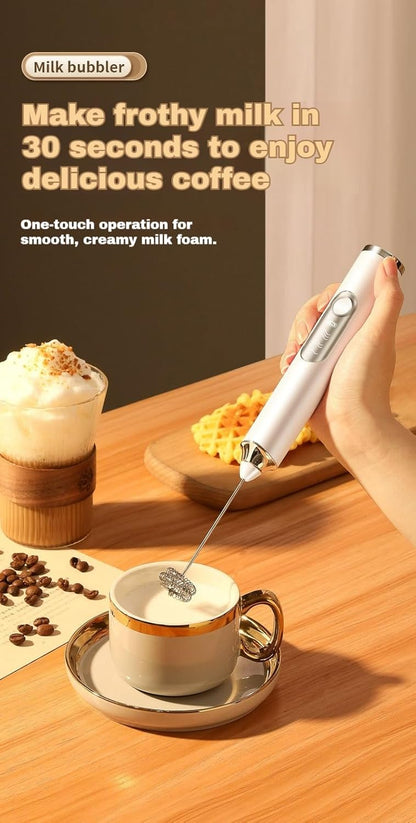 YooHooPo rechargeable milk frother handheld - 3-speed wireless electric whisk for coffee,milk & cream,usb charging