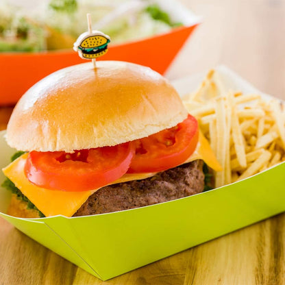 Restaurantware Bio Tek 1 Pound Food Boats 200 Disposable Paper Food Trays - Heavy-Duty Greaseproof Green Paper Food Boats For Snacks Appetizers Or Treats Use At Parties Or Carnivals