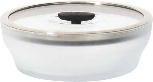 Anyday 7-Cup Microwave Cookware and Glass Container with Glass Lid, Plastic-Free Shallow Food Storage | Stackable Airtight Steamer with Vented Lid for Microwave-Safe Reheating & Steaming Vegetables