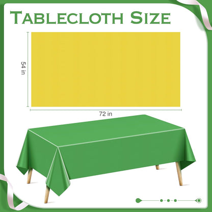 4 Pcs Red&Blue&Green&Gold Series Rectangle Tablecloth, 54x72" Solid Color Waterproof & Spillproof Disposable Plastic Table Cover, Durable Party Tablecloth for Dining, Buffet, Picnic, Outdoor Events