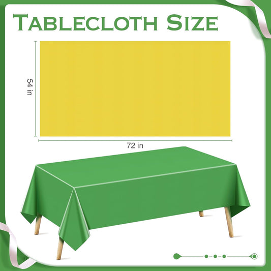 4 Pcs Red&Blue&Green&Gold Series Rectangle Tablecloth, 54x72" Solid Color Waterproof & Spillproof Disposable Plastic Table Cover, Durable Party Tablecloth for Dining, Buffet, Picnic, Outdoor Events