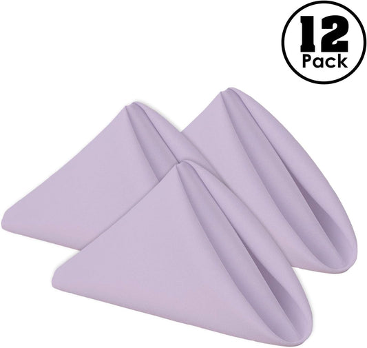 Gee Di Moda Cloth Napkins - 17 x 17 Inch Lavender Dinner Napkins - Set of 12 Soft & Absorbent Washable Fabric Cloth Table Napkins with Hemmed Edges for Hotel Restaurant, Holiday Parties & Wedding