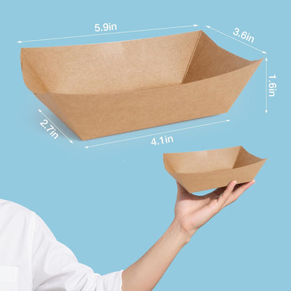 2lb Paper Food Trays, 250 Pack Disposable Paper Food Boat Serving Boats for French Fries Nachos Snack Hot Dog Taco BBQ Popcorn Bachelor Party Picnic