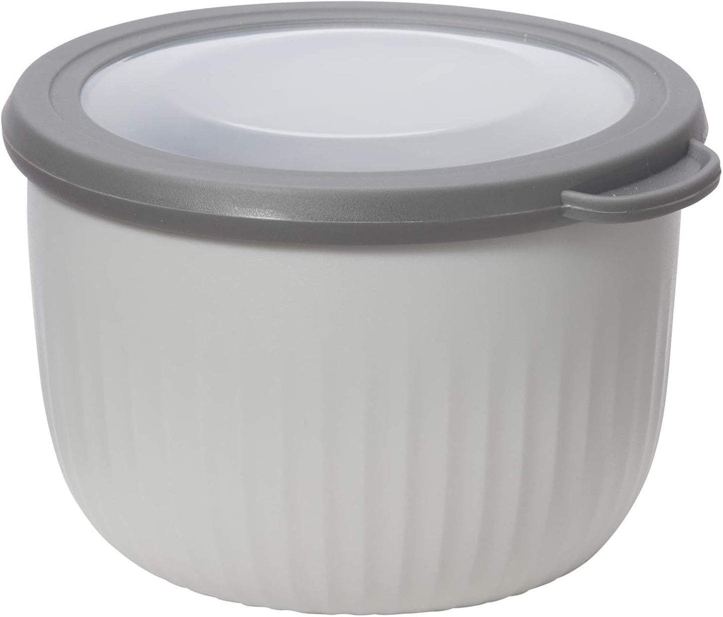 Oggi Prep, Store & Serve Plastic Bowl w/See-Thru Lid- Dishwasher, Microwave & Freezer Safe, (0.7 qt) Lt Gray w/Dk Gray Lid