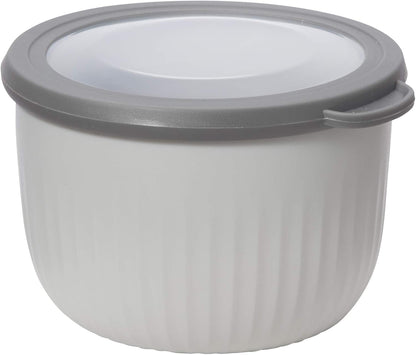 Oggi Prep, Store & Serve Plastic Bowl w/See-Thru Lid- Dishwasher, Microwave & Freezer Safe, (0.7 qt) Lt Gray w/Dk Gray Lid