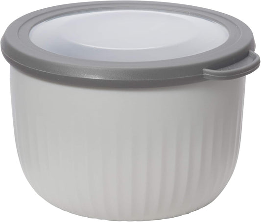 Oggi Prep, Store & Serve Plastic Bowl w/See-Thru Lid- Dishwasher, Microwave & Freezer Safe, (0.7 qt) Lt Gray w/Dk Gray Lid