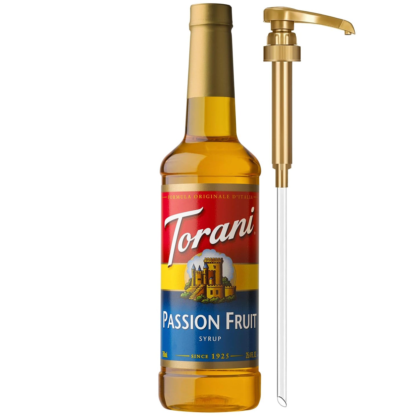 Torani Passion Fruit Syrup for Drinks, Flavoring for Iced Tea, Lemonade, Sodas, and Cocktails, Pump Included, 25.4 Oz