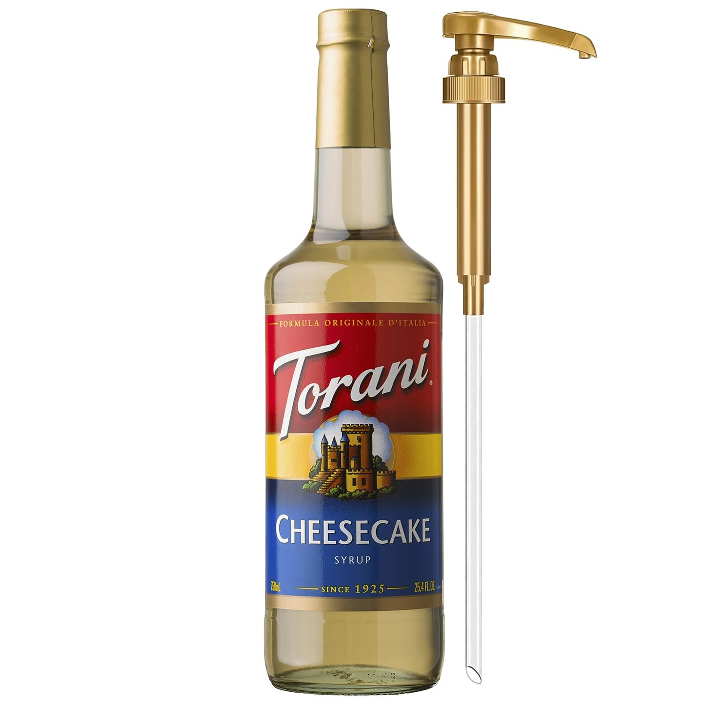 Torani Coffee Syrup, Cheesecake Flavored Syrup for Drinks, Pump Included, Glass Bottle 25.4 Fl Oz