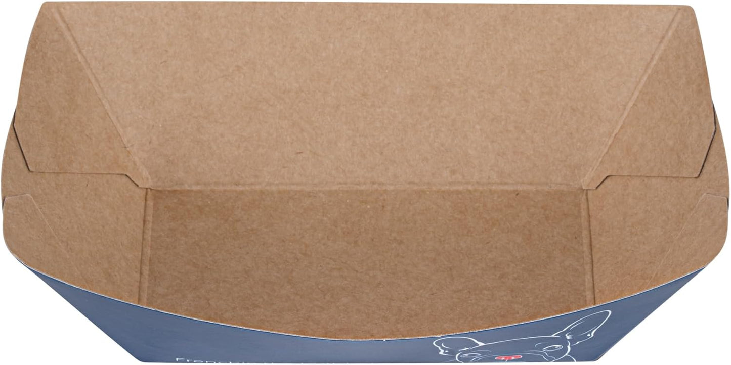 Restaurantware-Bio Tek 6 Ounce Boat Paper Boats, 50 Disposable #40 Food Trays - PE Lining, Durable, Black Paper Food Baskets, For Concession Stands, Picnics, or Fairs, Stackable