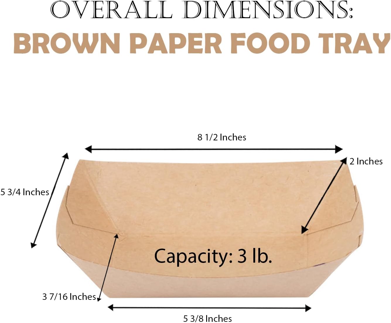 Angel's Peel Lounge Disposable Paper Food Tray - Recyclable Kraft, Fully Biodegradable Paper Food Trays- Picnics, Carnivals, Camping Trays- Food Serving Tray Holds Hot and Cold Food 3Lb (Pack of 100)
