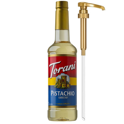 Torani Pistachio Coffee Syrup for Drinks & Desserts, Pump Included, 25.4 Fl Oz