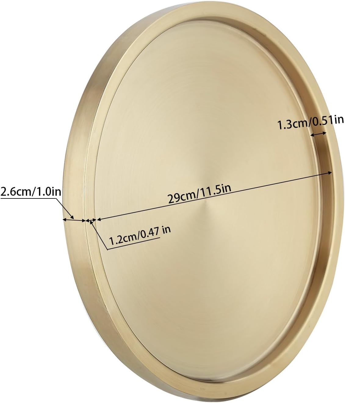 Stainless Steel Round Bar Serving Tray 12.5",Double Wall,Ideal Coffee Table, Decorative,Rotisserie Plate, Tea and Bathroom Serving,Gold